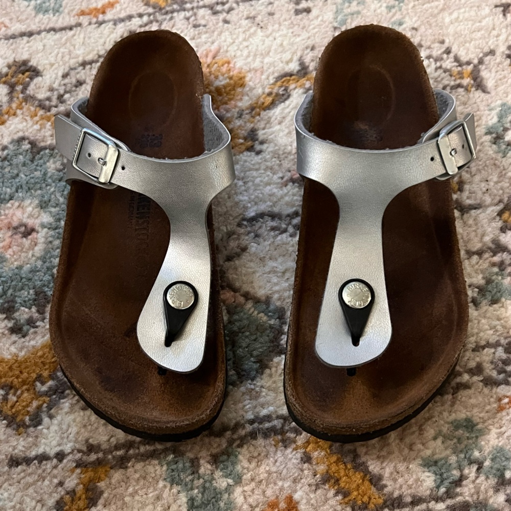 Kids Birkenstocks Silver Sandals